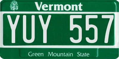 VT license plate YUY557