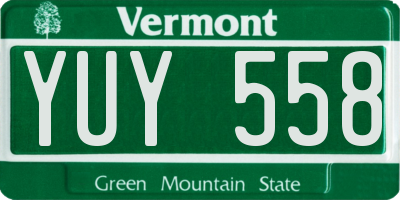 VT license plate YUY558