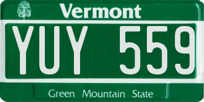VT license plate YUY559