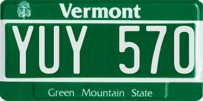 VT license plate YUY570