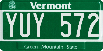 VT license plate YUY572