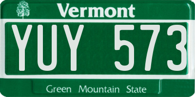VT license plate YUY573