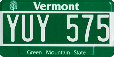 VT license plate YUY575