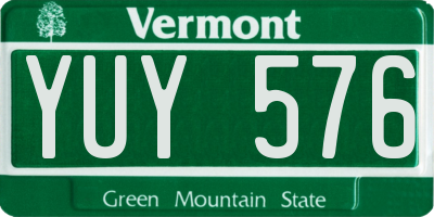 VT license plate YUY576