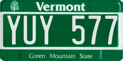 VT license plate YUY577