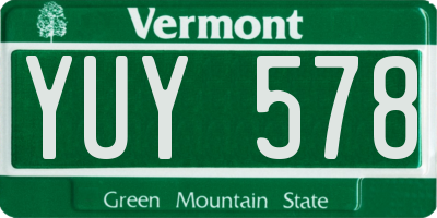 VT license plate YUY578