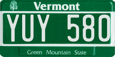 VT license plate YUY580