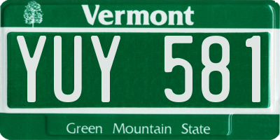 VT license plate YUY581