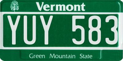 VT license plate YUY583