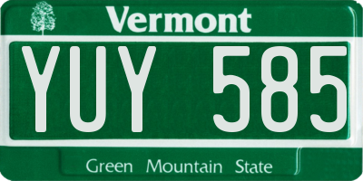 VT license plate YUY585