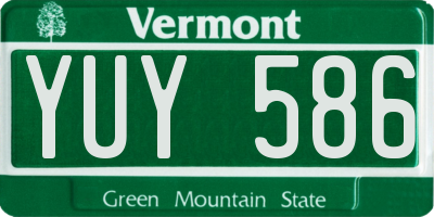 VT license plate YUY586
