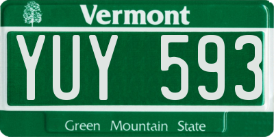 VT license plate YUY593