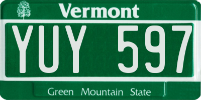 VT license plate YUY597