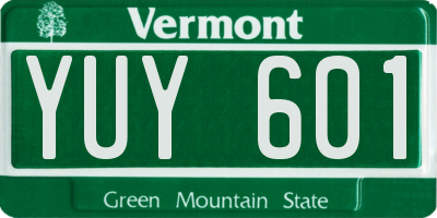 VT license plate YUY601