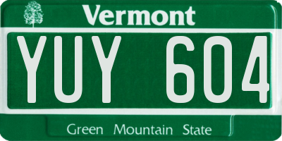 VT license plate YUY604