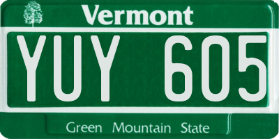 VT license plate YUY605