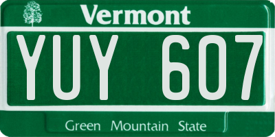 VT license plate YUY607