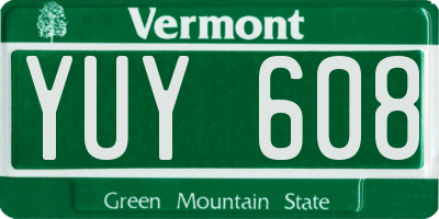 VT license plate YUY608