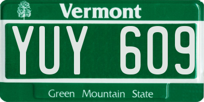 VT license plate YUY609