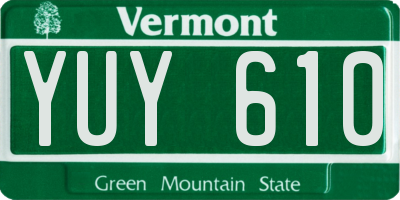 VT license plate YUY610
