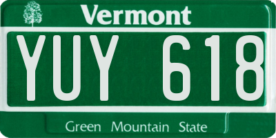 VT license plate YUY618