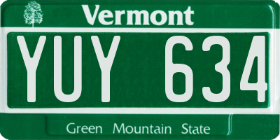 VT license plate YUY634