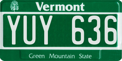 VT license plate YUY636