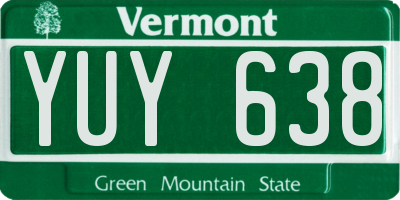 VT license plate YUY638