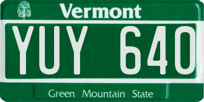 VT license plate YUY640