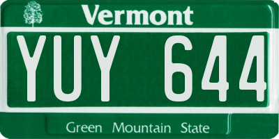 VT license plate YUY644