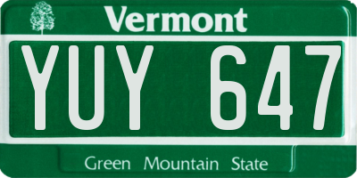 VT license plate YUY647