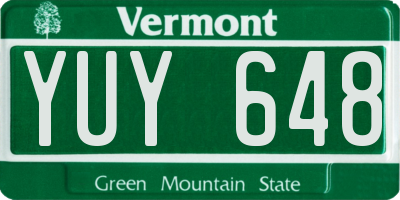 VT license plate YUY648