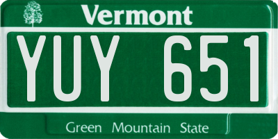 VT license plate YUY651