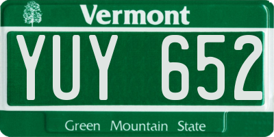 VT license plate YUY652