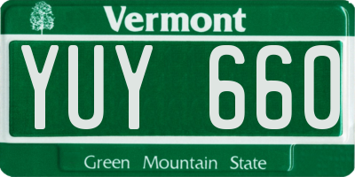 VT license plate YUY660