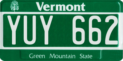 VT license plate YUY662
