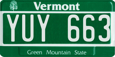 VT license plate YUY663
