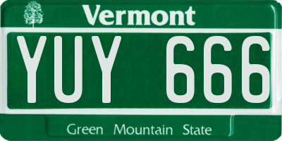 VT license plate YUY666