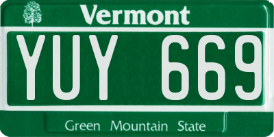 VT license plate YUY669