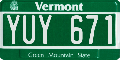 VT license plate YUY671