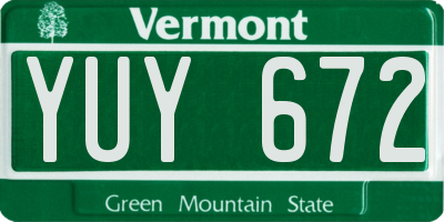 VT license plate YUY672