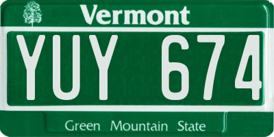 VT license plate YUY674
