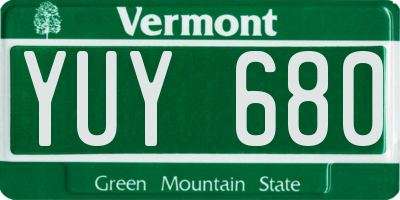VT license plate YUY680