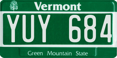 VT license plate YUY684