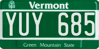 VT license plate YUY685