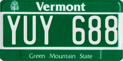 VT license plate YUY688