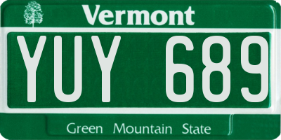 VT license plate YUY689