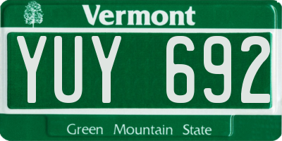 VT license plate YUY692