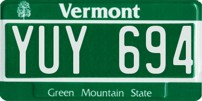 VT license plate YUY694