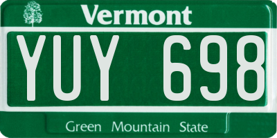 VT license plate YUY698